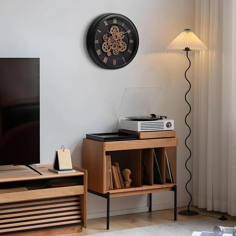 Industrial Moving Gear Wall Clock 16 Inch Battery Operated 1