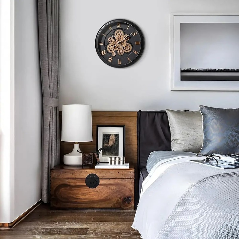 Industrial Moving Gear Wall Clock 16 Inch Battery Operated 4