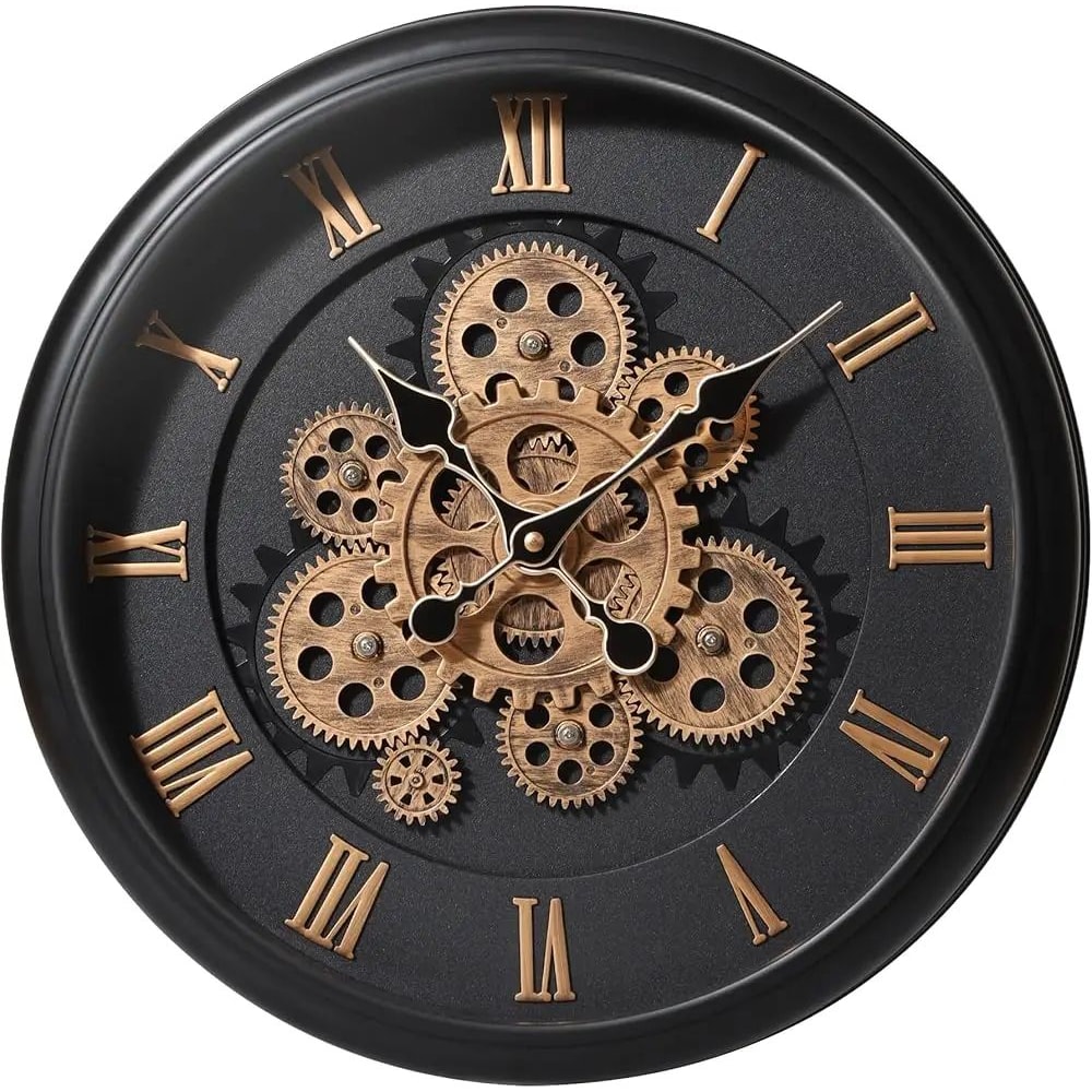 Industrial Moving Gear Wall Clock 16 Inch Battery Operated 5