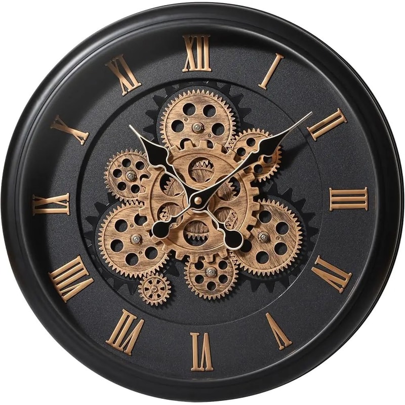 Industrial Moving Gear Wall Clock 16 Inch Battery Operated 5