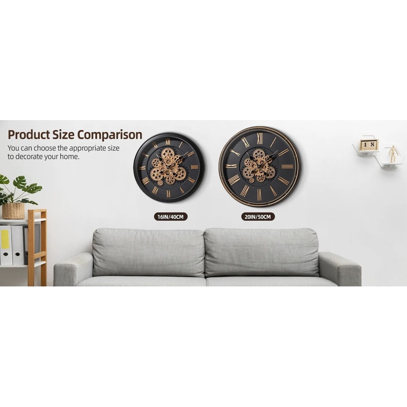 Industrial Moving Gear Wall Clock 16 Inch Battery Operated 7