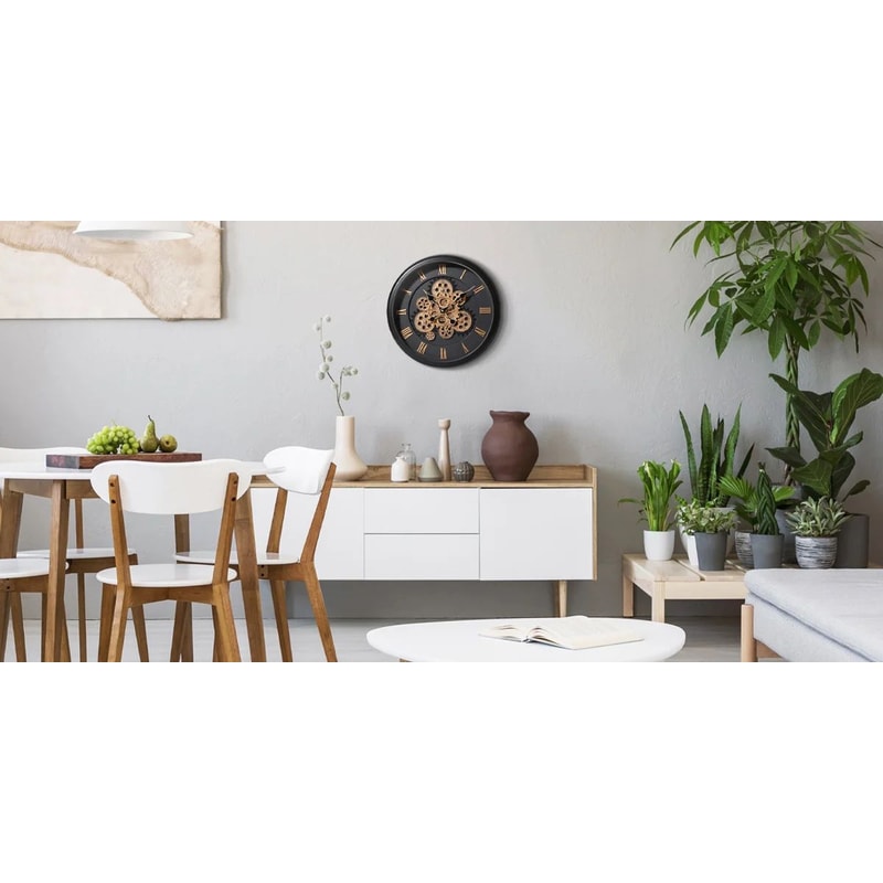 Industrial Moving Gear Wall Clock 16 Inch Battery Operated 9