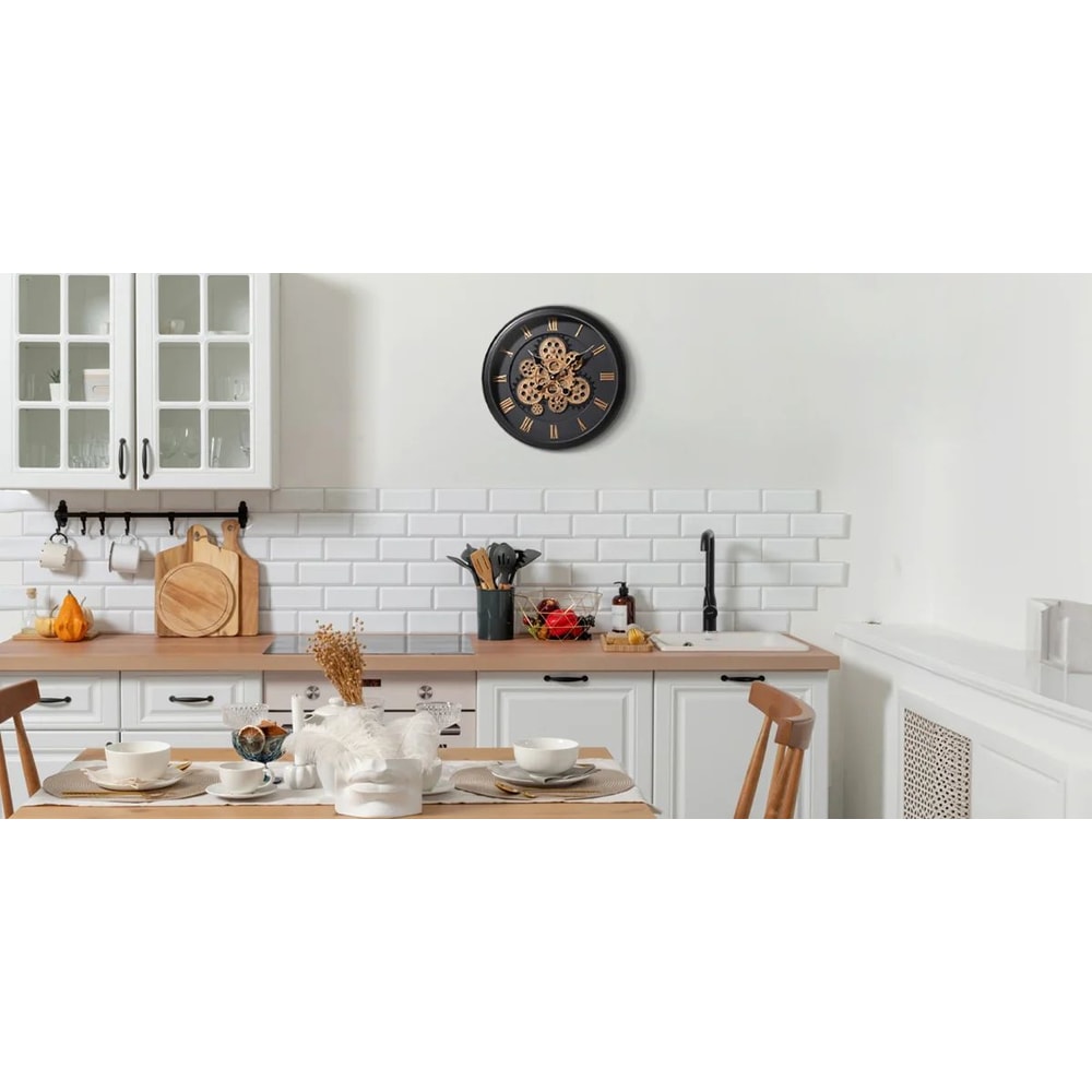 Industrial Moving Gear Wall Clock 16 Inch Battery Operated 10