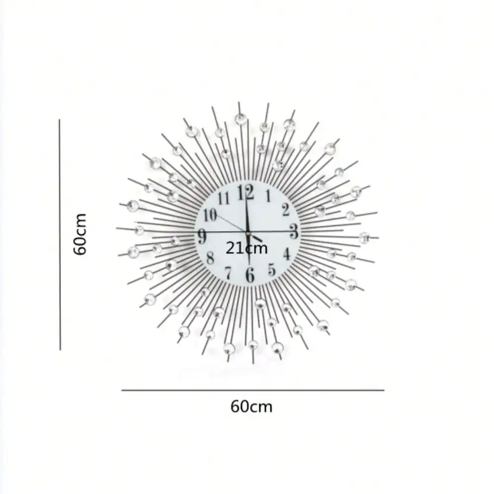 Sun Design Crushed Diamond Crystal Wall Clock 60 Cm 1