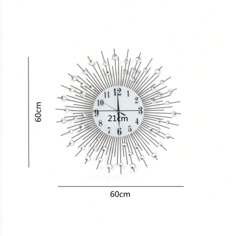 Sun Design Crushed Diamond Crystal Wall Clock 60 Cm 1
