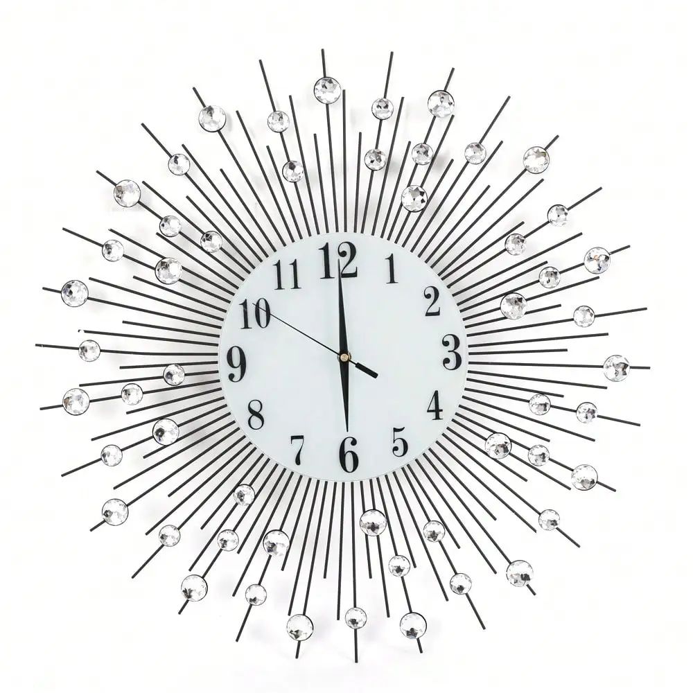 Sun Design Crushed Diamond Crystal Wall Clock 60 Cm 2