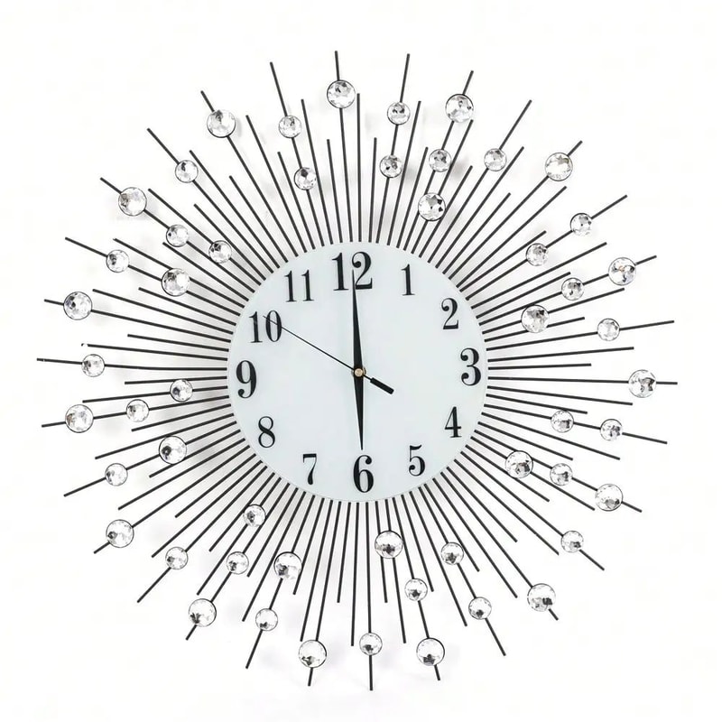 Sun Design Crushed Diamond Crystal Wall Clock 60 Cm 2