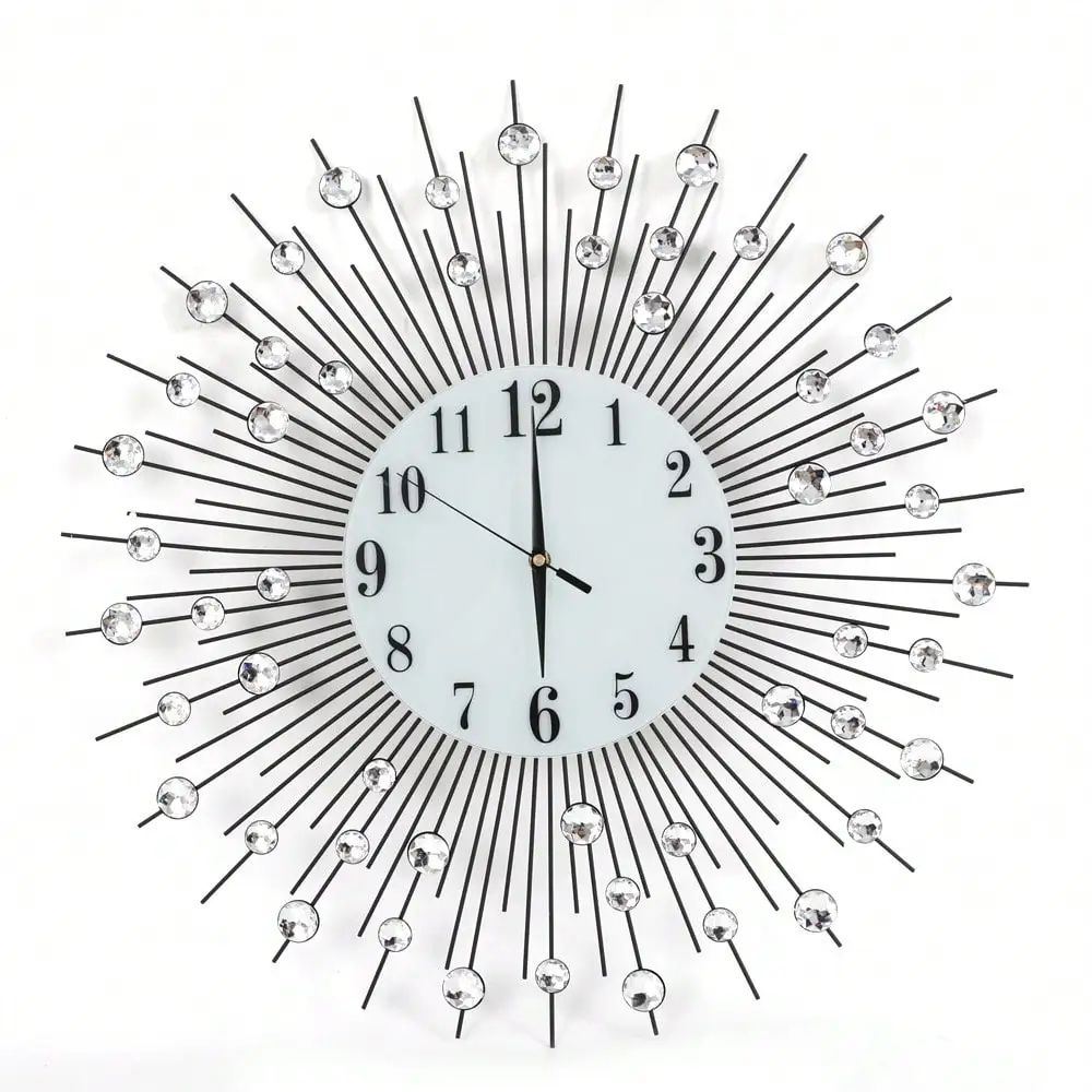 Sun Design Crushed Diamond Crystal Wall Clock 60 Cm 3