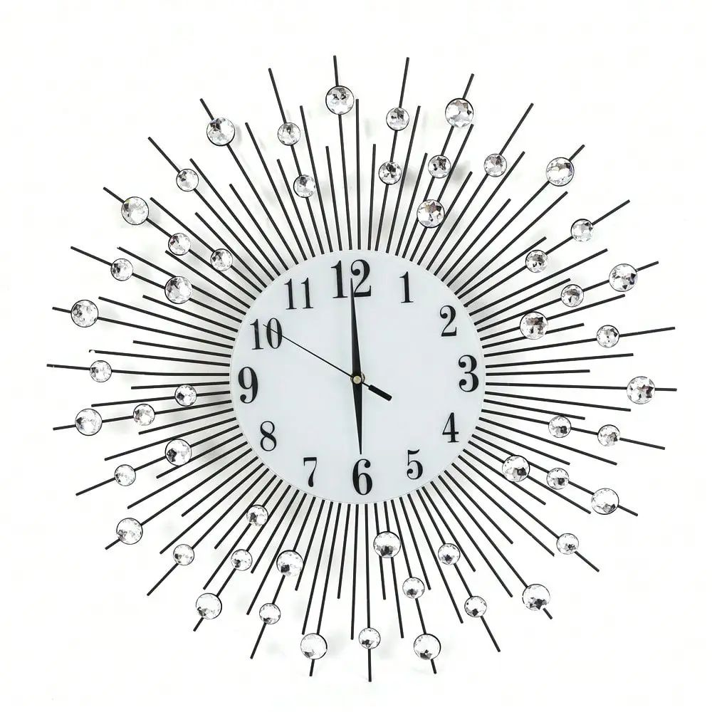Sun Design Crushed Diamond Crystal Wall Clock 60 Cm 4