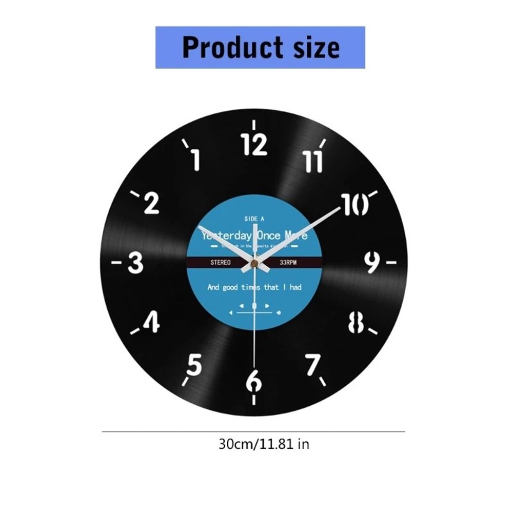 Elegant Counterclockwise Silent Vinyl Wall Clock 12 Inch 2