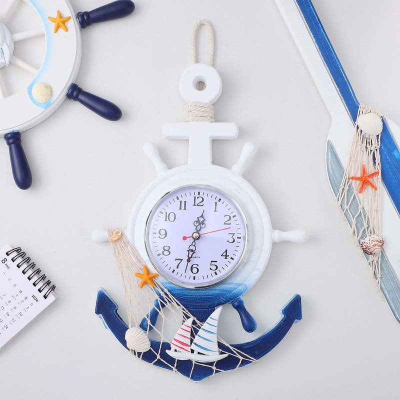 Contemporary Rudder Anchor Nautical Wall Clock 1