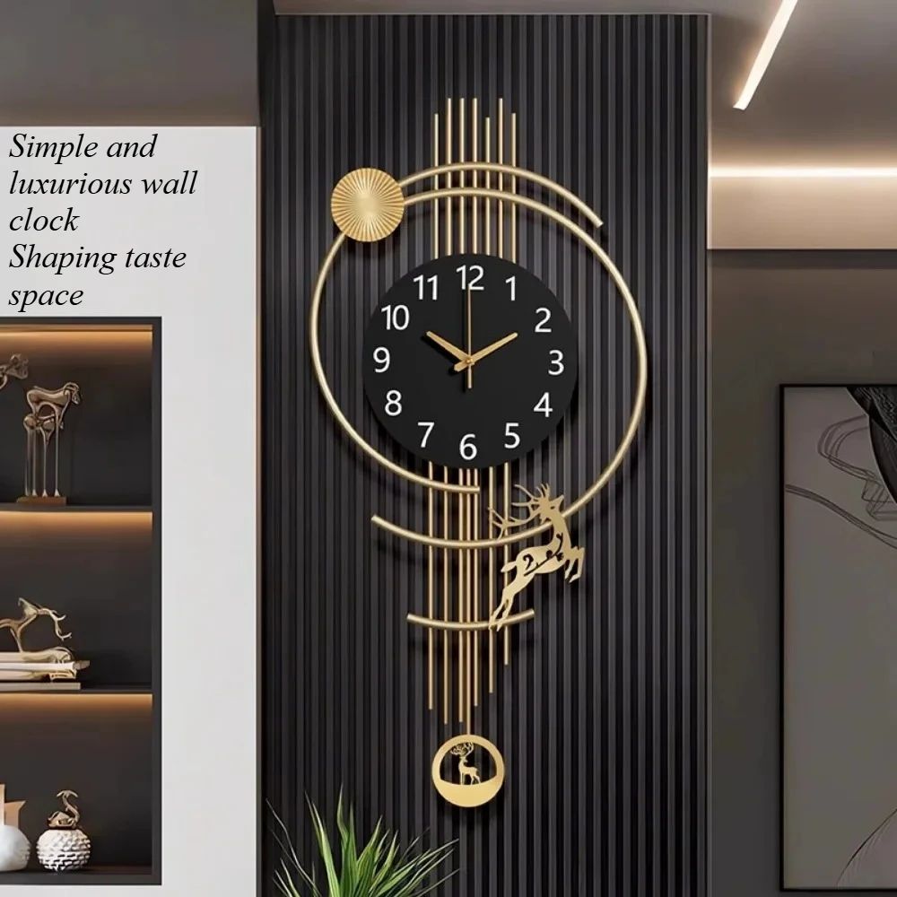Ambient Light Deer Swinging Wall Clock Metal Design 2