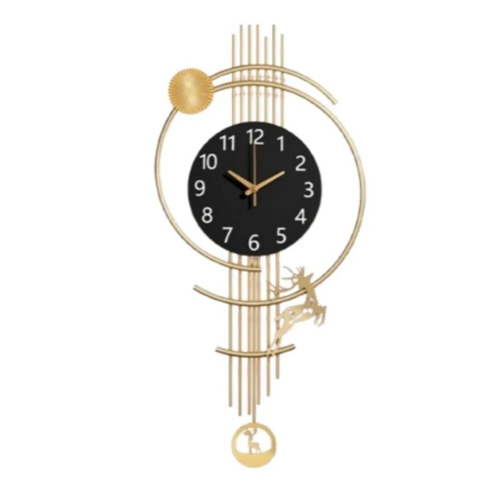 Ambient Light Deer Swinging Wall Clock Metal Design 5