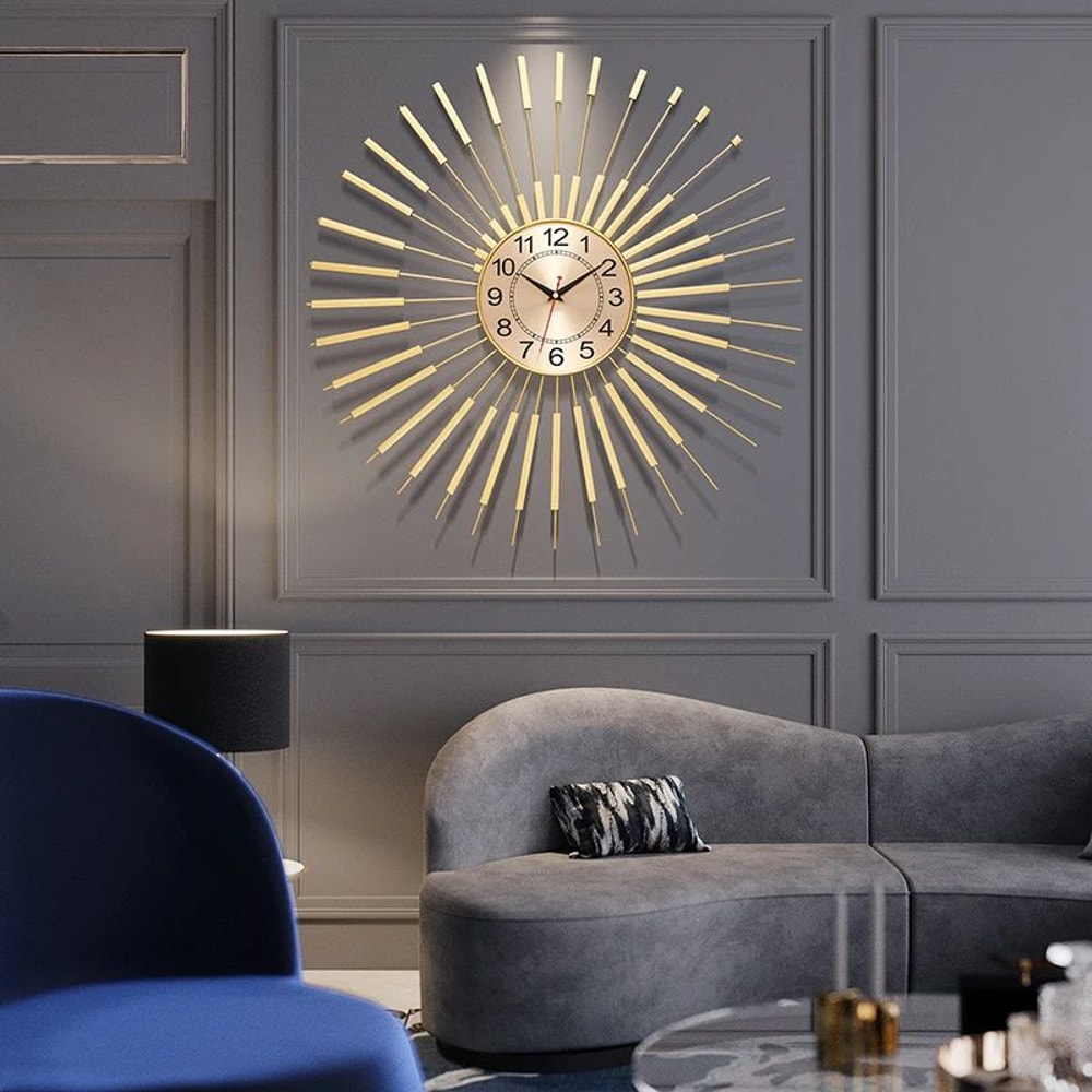 Retro Metal Gold Luxury Silent Wall Clock 0