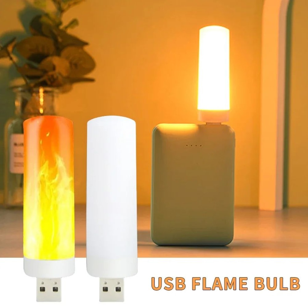 USB LED Flame Effect Night Lamp Light 0