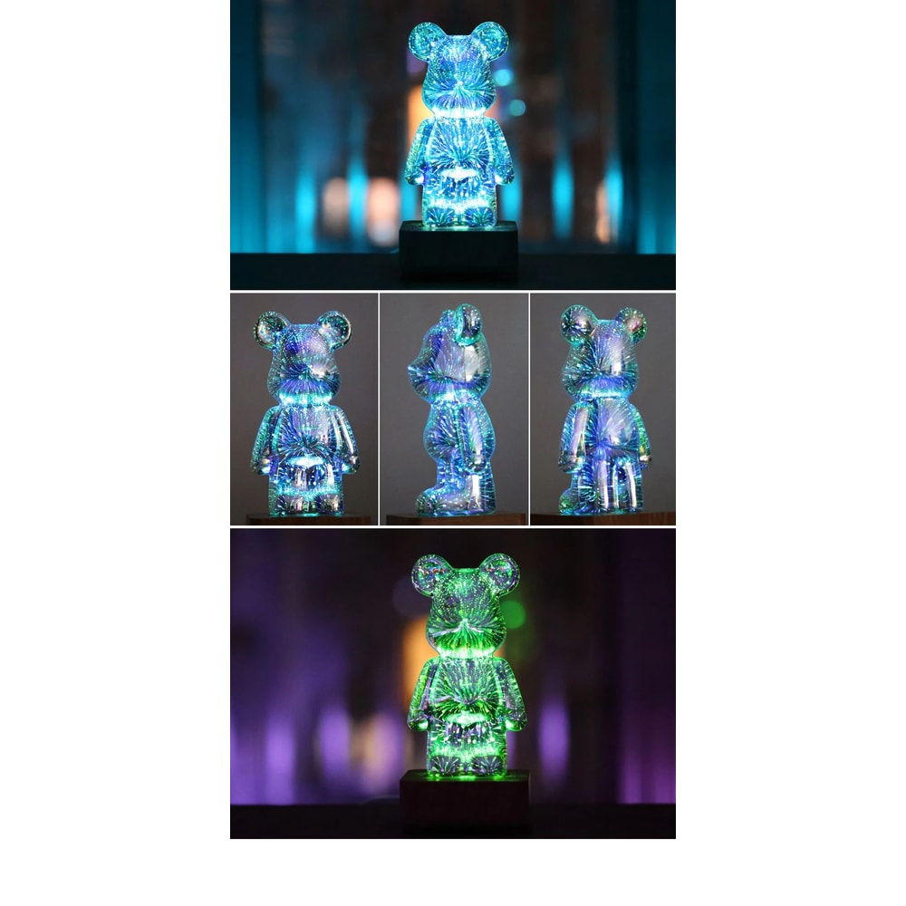 LED Fireworks 3D Bear Night Light USB Dimmable Lamp 7