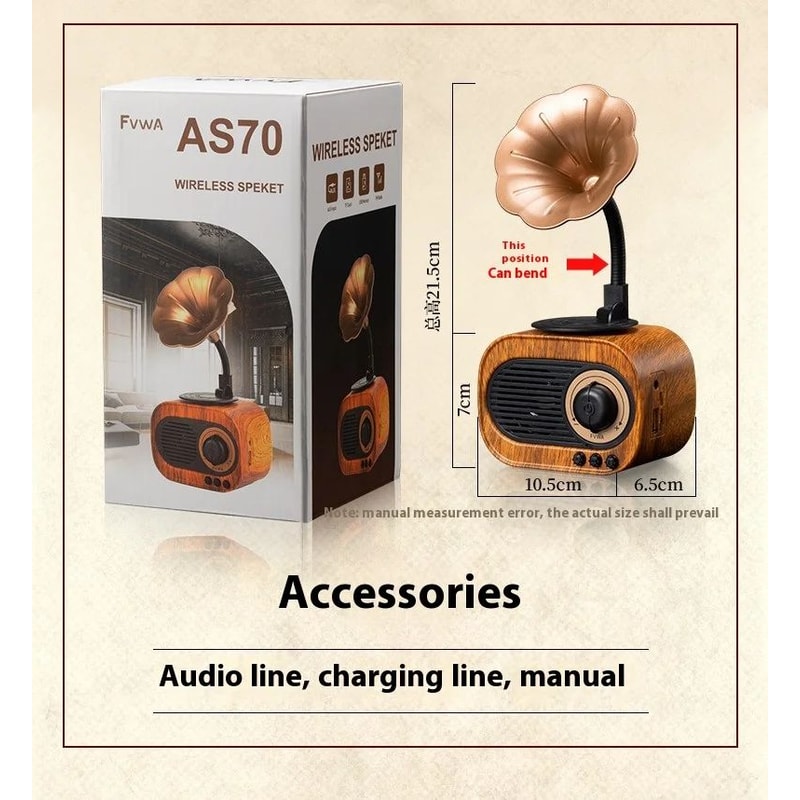 Retro Wooden Bluetooth Speaker With FM TF Playback 7