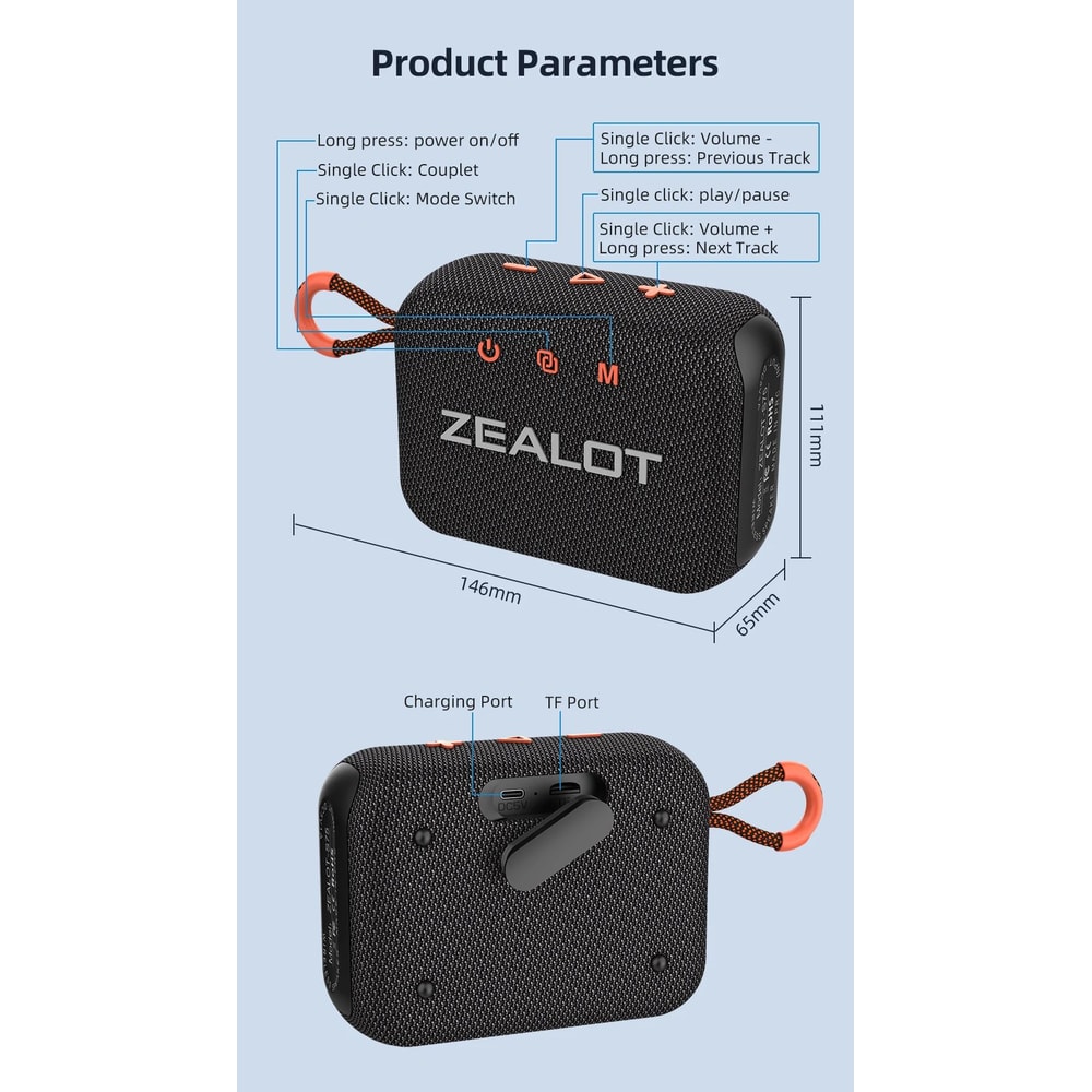 ZEALOT S75 Outdoor Portable Bluetooth Speaker 7