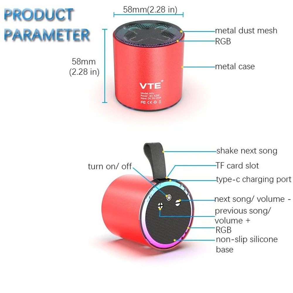 Portable Bluetooth 53 RGB Light Speaker With Bass 6