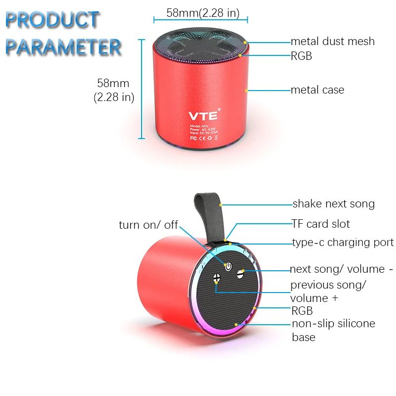 Portable Bluetooth 53 RGB Light Speaker With Bass 6
