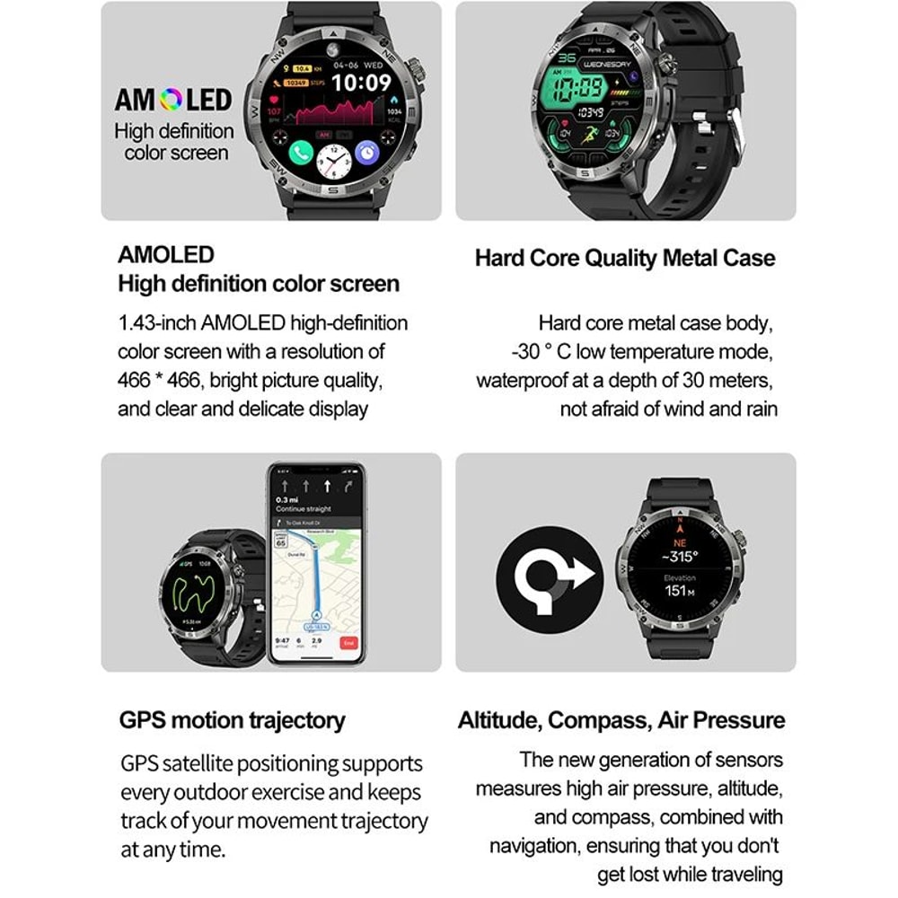 VALDUS VG40 Pro AMOLED GPS Bluetooth Calling Smartwatch 4