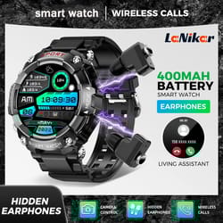 lanikar amoled smartwatch with built in bluetooth earbuds