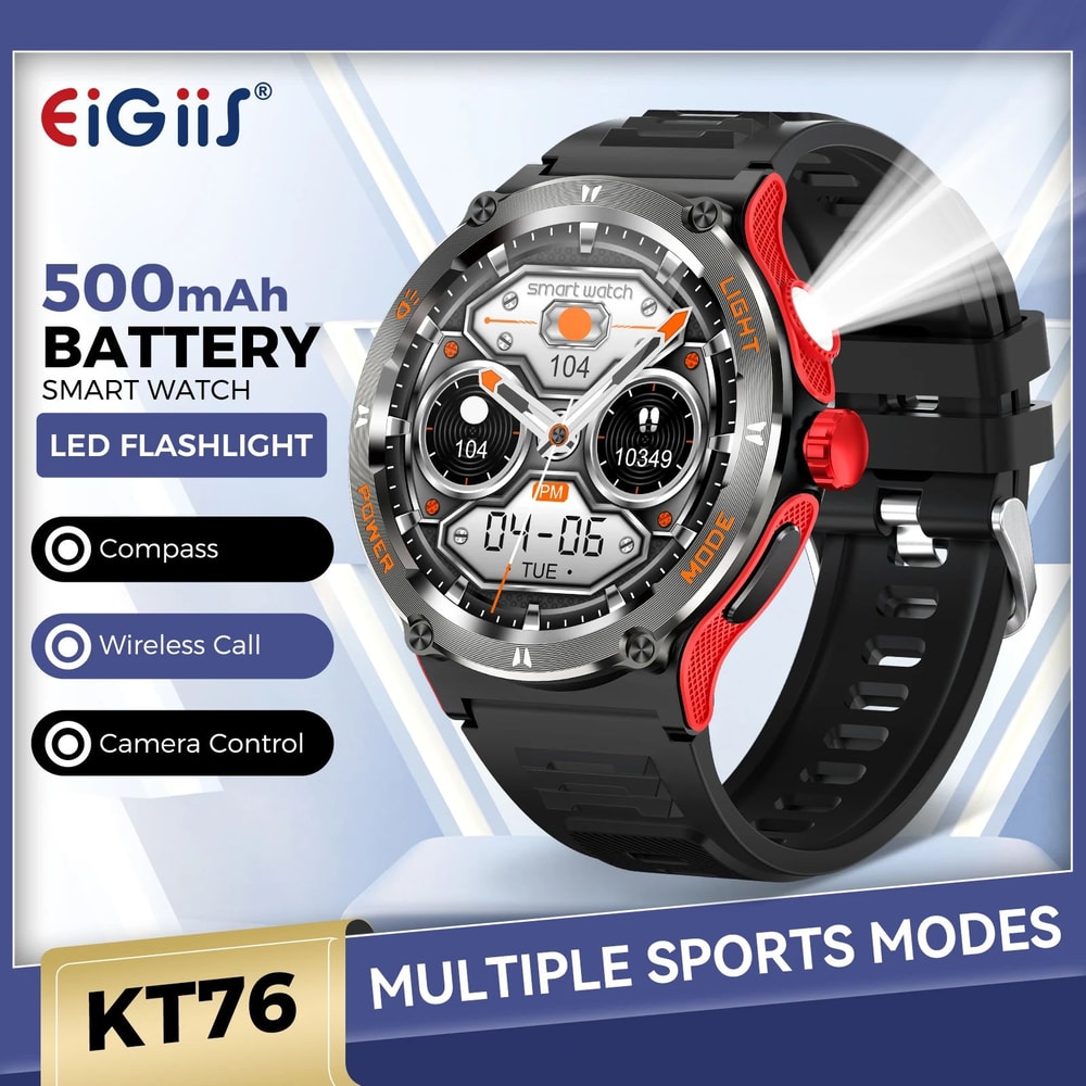 EIGIIS KT76 Rugged Smartwatch With Compass And Flashlight 0