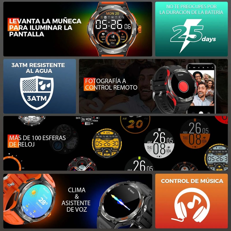 EIGIIS KT76 Rugged Smartwatch With Compass And Flashlight 7