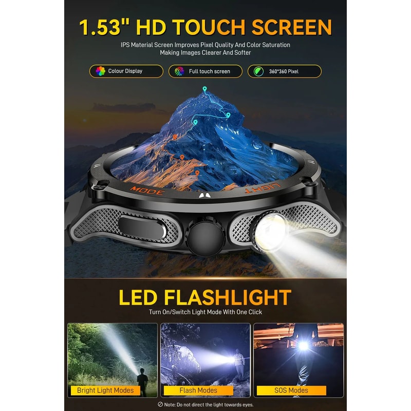 EIGIIS KT76 Rugged Smartwatch With Compass And Flashlight 8