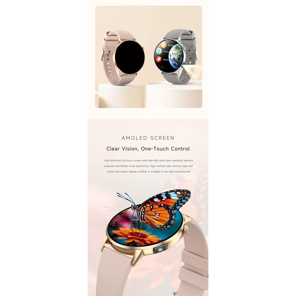 Women AMOLED Bluetooth Calling Smartwatch With Flashlight 7