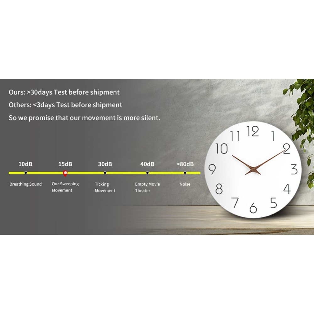 12 Inch Silent Wooden Minimalist Wall Clock 6