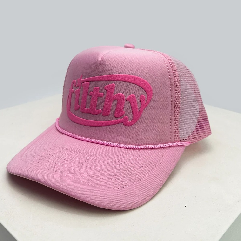Unisex Color Block Letter Mesh Trucker Cap 14