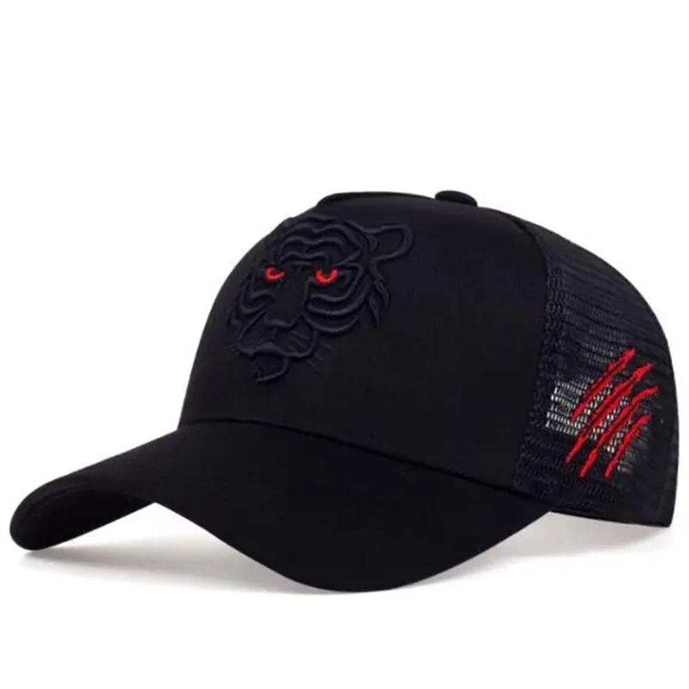 Tiger Head Embroidered Breathable Baseball Cap 1