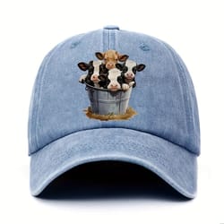 cute cow print adjustable baseball cap