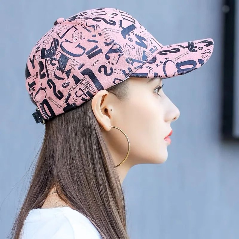 Kpop Graffiti Letter Vegan Leather Baseball Cap 3