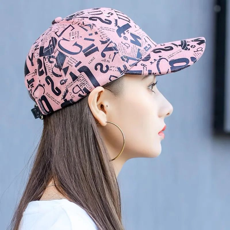 Kpop Graffiti Letter Vegan Leather Baseball Cap 3