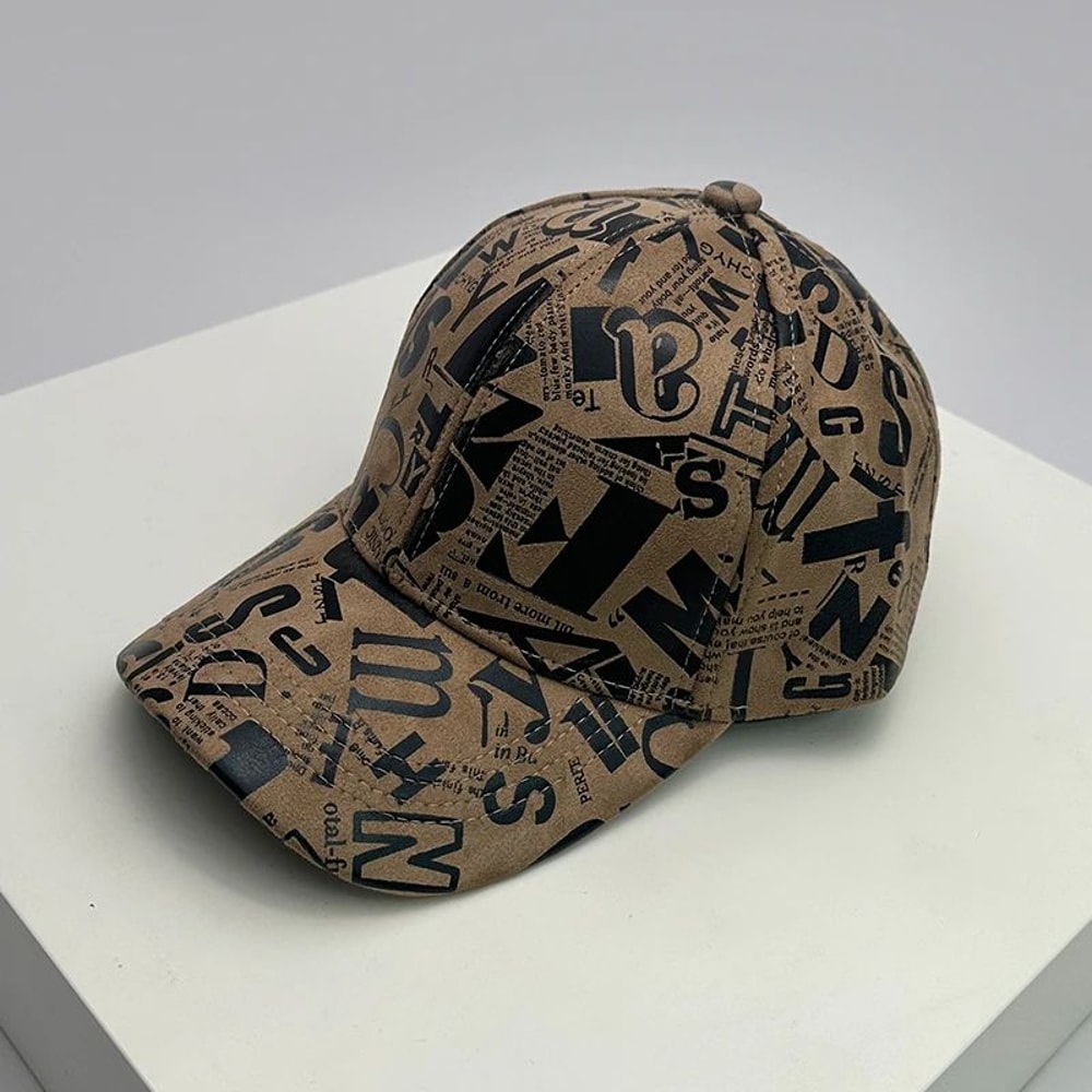 Kpop Graffiti Letter Vegan Leather Baseball Cap 8