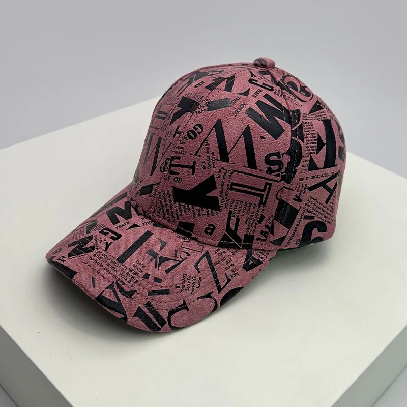 Kpop Graffiti Letter Vegan Leather Baseball Cap 7
