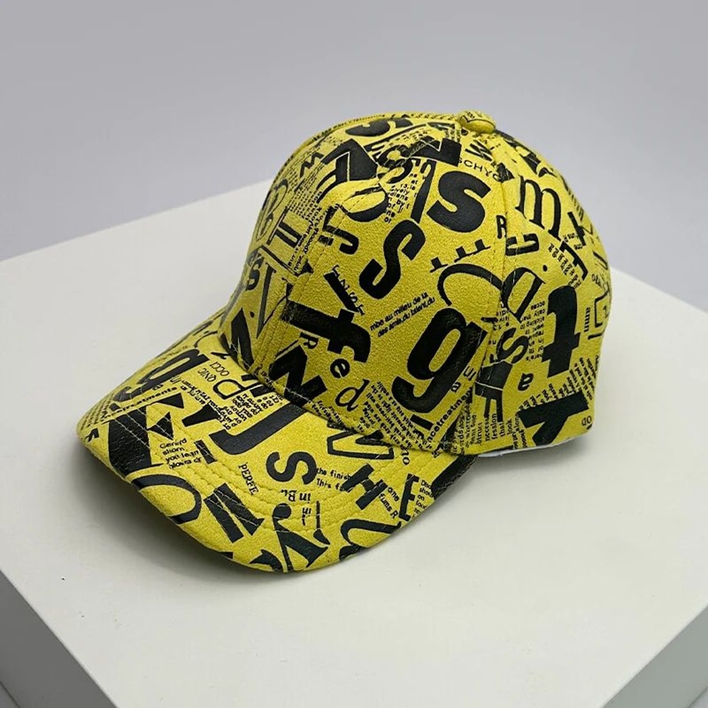 Kpop Graffiti Letter Vegan Leather Baseball Cap 11