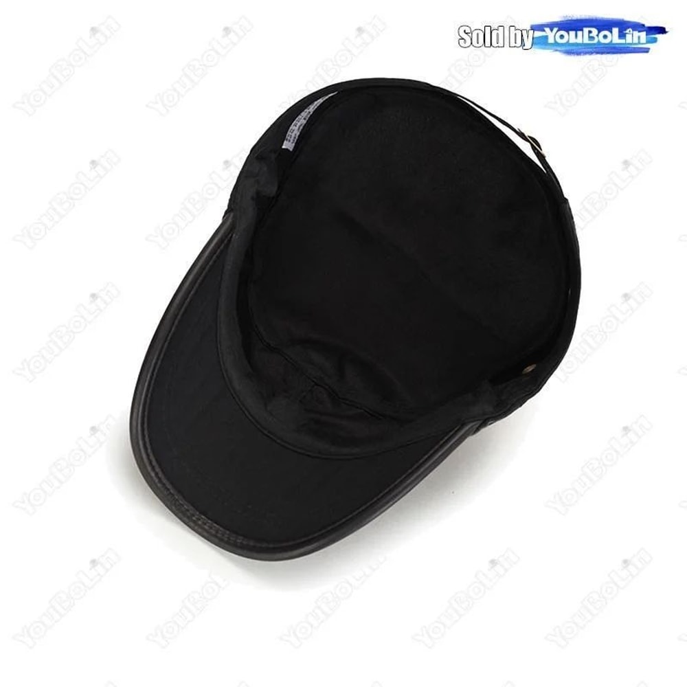 Distressed Washed Cotton Cadet Flat Cap With Leather Binding 4