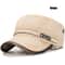 Distressed Washed Cotton Cadet Flat Cap With Leather Binding 10