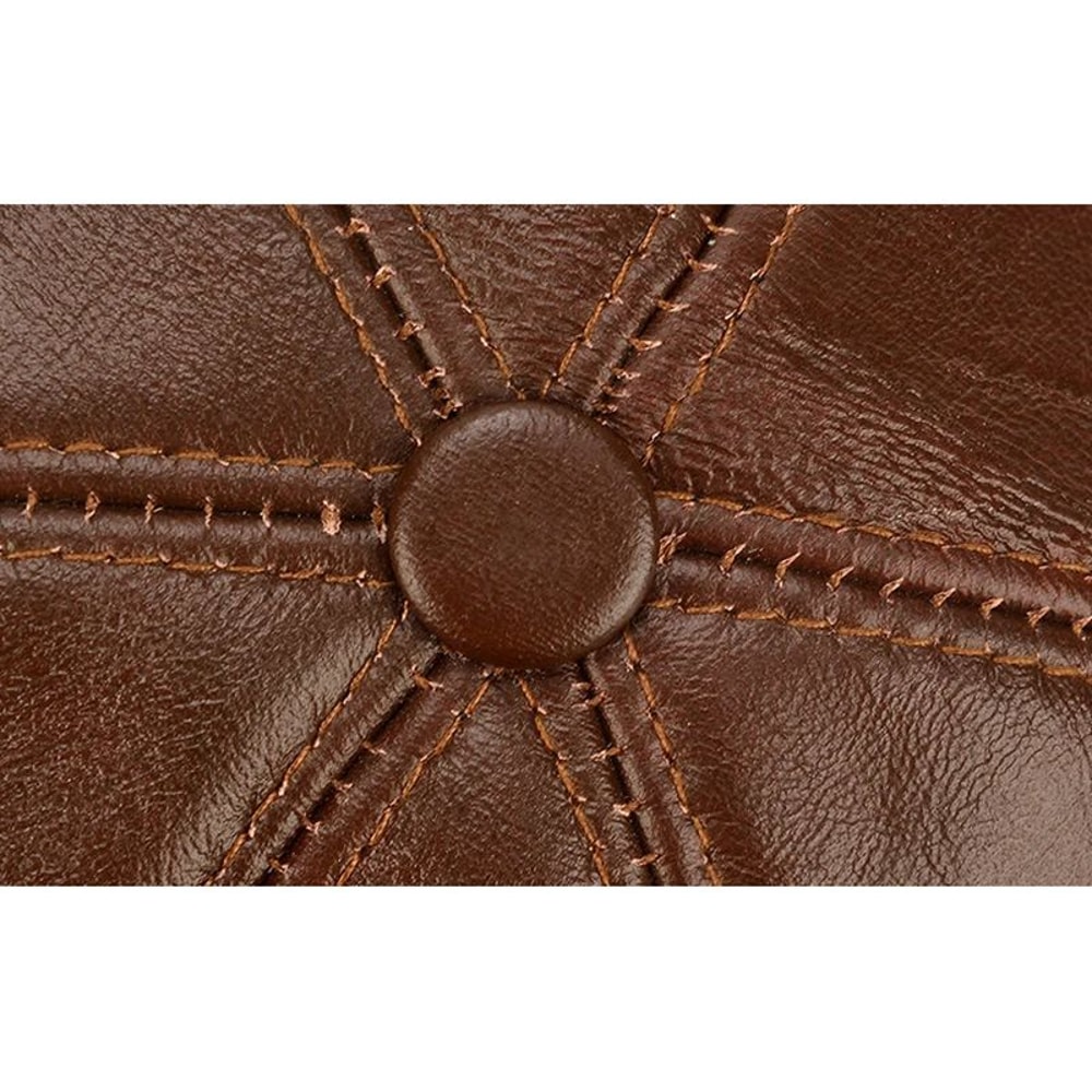 Men Real Cowhide Leather Winter Baseball Cap 9