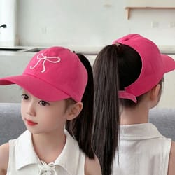 kids high ponytail bowknot baseball cap