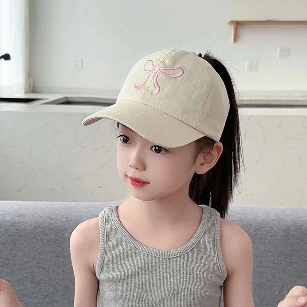 Kids High Ponytail Bowknot Baseball Cap 7