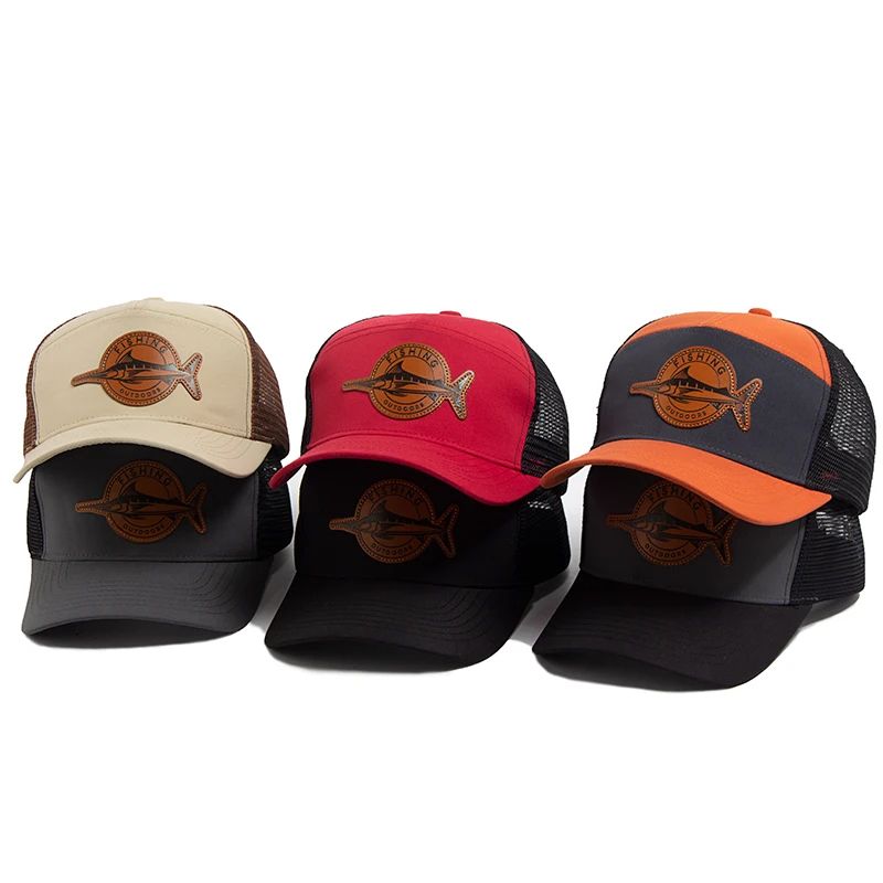 Shark Leather Label 7 Panel Mesh Trucker Cap 1