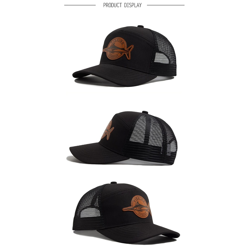 Shark Leather Label 7 Panel Mesh Trucker Cap 6
