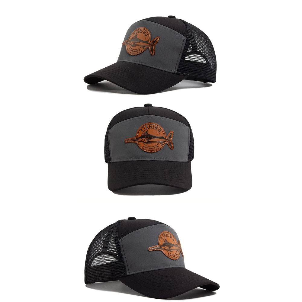 Shark Leather Label 7 Panel Mesh Trucker Cap 7