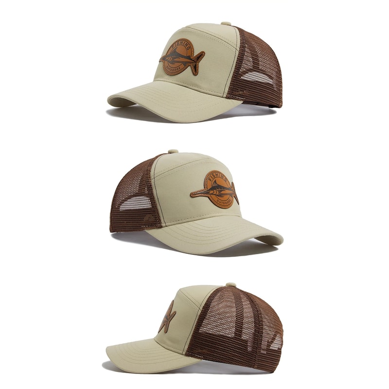 Shark Leather Label 7 Panel Mesh Trucker Cap 9