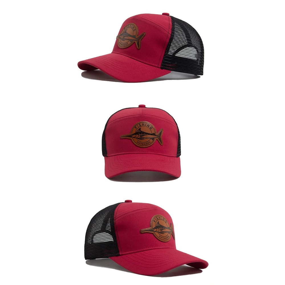 Shark Leather Label 7 Panel Mesh Trucker Cap 10