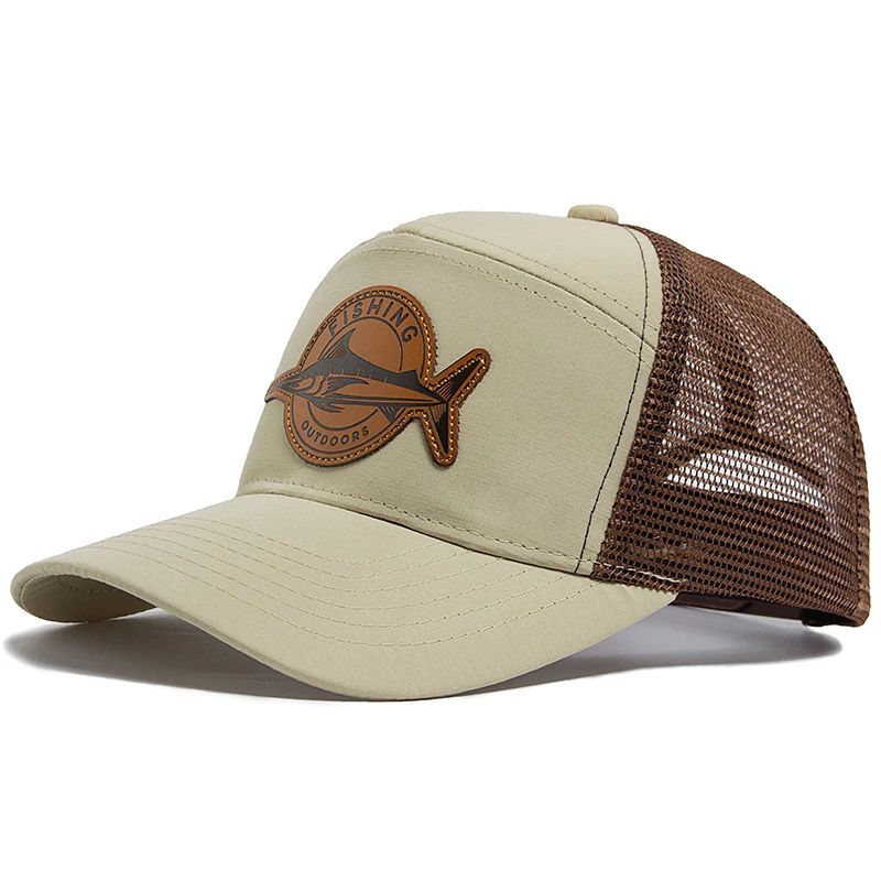 Shark Leather Label 7 Panel Mesh Trucker Cap 14